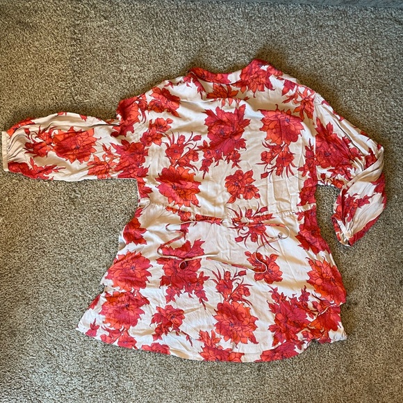 NWT Free People Sand & Red Floral Dress - Picture 9 of 13